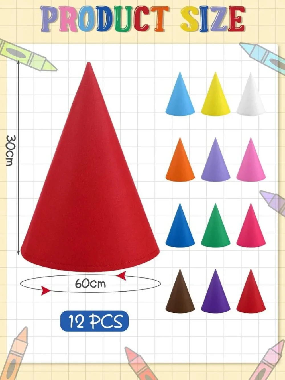 Colorful Crayon Costume for Adults - Fun Halloween Apron, Cone Hat & Dress